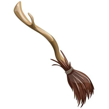 Vector image of a stylized broomstick in cartoon style isolated on white back Stock Illustration