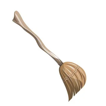 Vector image of a stylized broomstick in cartoon style isolated on white back Stock Illustration