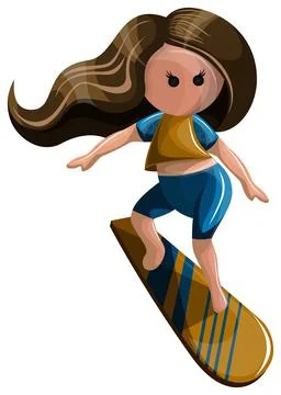 Vector image of a stylized image of a girl on a surfboard. Cartoon style. Iso Stock Illustration