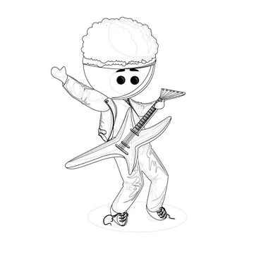 Vector image of a stylized man with an electric guitar in a leather jacket. O Stock Illustration