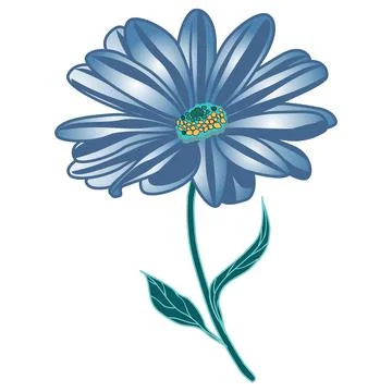 Vector image of a stylized osteospermum flower in blue tones Stock Illustration