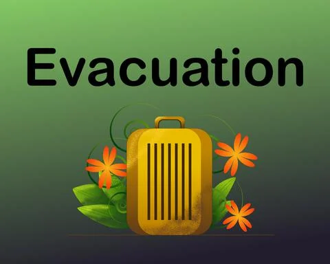 Vector image of a suitcase during the evacuation of people. Stock Illustration