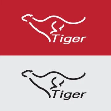 Vector image of an tiger design on white background and red background, Logo, Stock Illustration