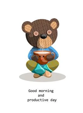 Vector image of a toy bear, with a reference to Slavic roots, sitting with a Stock Illustration