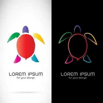 Vector image of an turtle design on black background and white background, Lo Stock Illustration