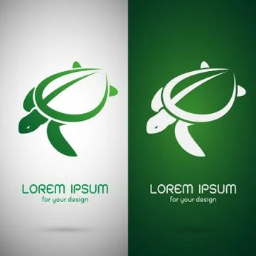Vector image of an turtle design on white background and green background, Lo Illustrazione stock