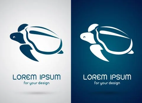 Vector image of an turtle design on white background and blue background, Log Stock Illustration