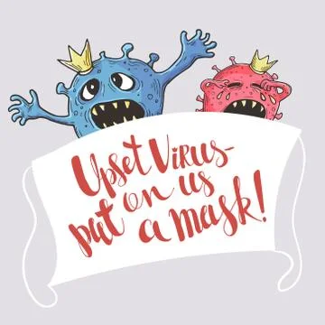 Vector image of two bacteria, one of which is panicking, and the other is crying Stock Illustration