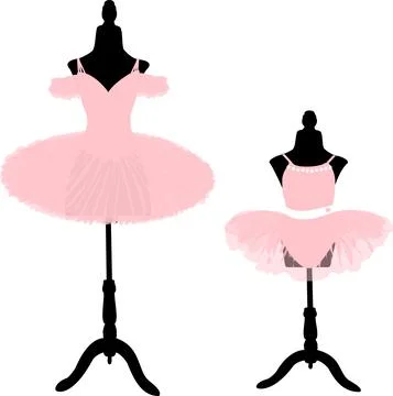 Vector image of two ballet tutus on tailor's mannequins Stock Illustration