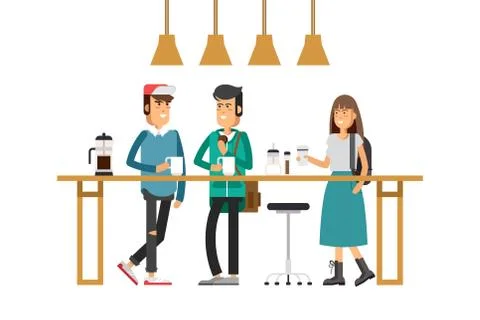 Vector image of two girls at the cafe Stock Illustration