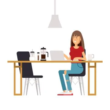 Vector image of two girls at the cafe Stock Illustration