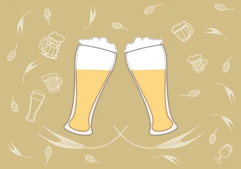 Vector image of two glasses of beer Ilustração Stock