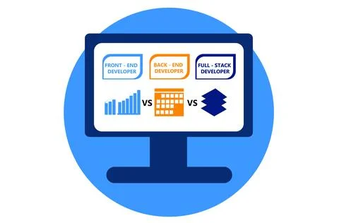 Vector image of types of web developer. Stock Illustration