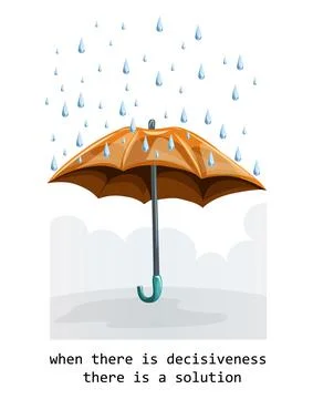 Vector image of an umbrella in the rain and the inscription "When there is de Ilustración de archivo