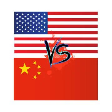 Vector image US and China flag. China and USA confrontation Stock Illustration