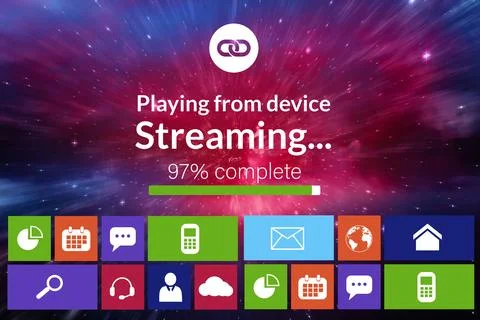 Vector image of various computer icons with progress bar Stock Photos