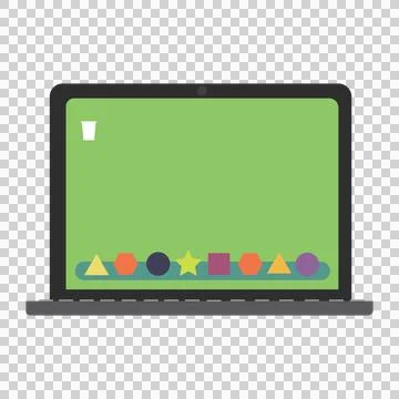 Vector image of various shapes displaying in laptop screen Foto stock