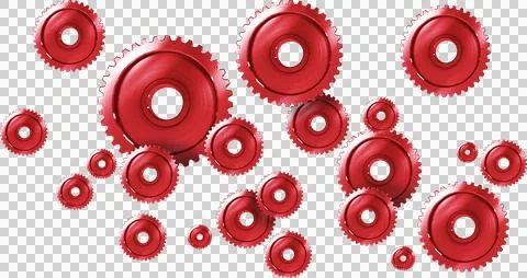 Vector image of various sized red gears Stock Photos