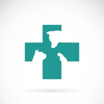 Vector image of veterinary symbol with dog cat and bird on white background Stock Illustration