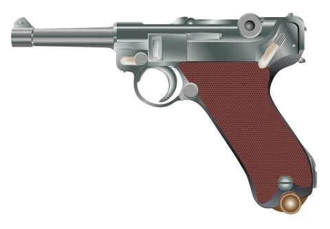Vector image of vintage personal pistol of WW2 times Stock Illustration