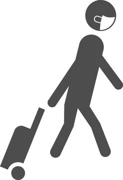 Vector image of a walking person in a protective mask with luggage. Stock-Illustration
