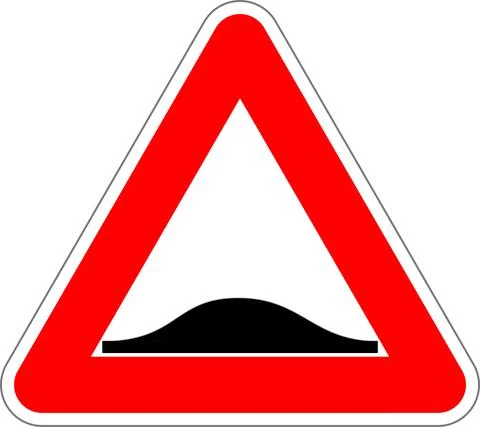 Vector image of a warning sign for drivers - bump on the road. Illustrazione stock