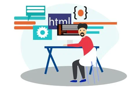 Vector Image Of Web Programmer 스톡 일러스트