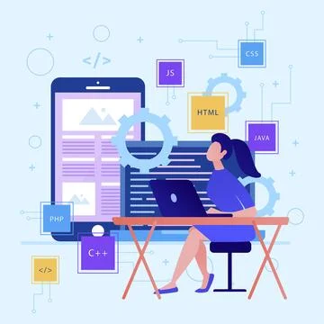 Vector Image Of Web Programmer 스톡 일러스트