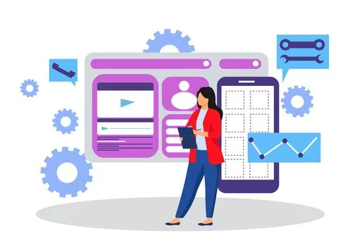 Vector Image Of Web Programmer 스톡 일러스트