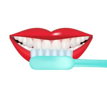 Vector image on a white background. How to brush your teeth rightly with a Stock Illustration