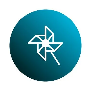 Vector image of a white pinwheel on a blue gradient circle background illus.. Stock Illustration