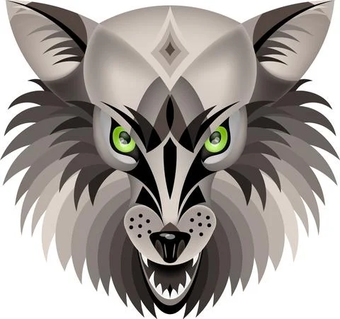 Vector image of a wolf. A wild beast with a grin 스톡 일러스트