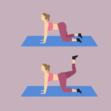 Vector image of woman doing donkey kick exercise. Stock Illustration