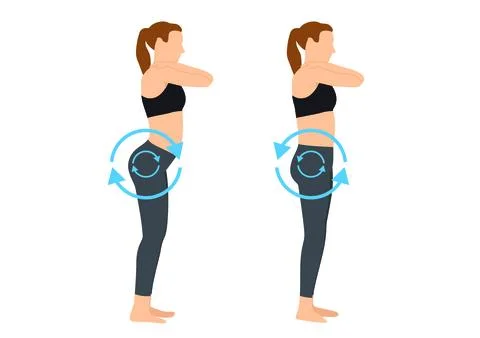 Vector image of woman doing workout of Anterior Pelvic Tilt. Stock Illustration