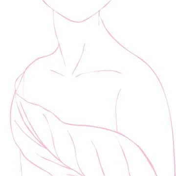 Vector image of a woman's breast with palm leaf. Beautiful body shape. Outlin Stock Illustration