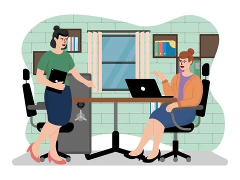 Vector image of the workflow in the company office 스톡 일러스트