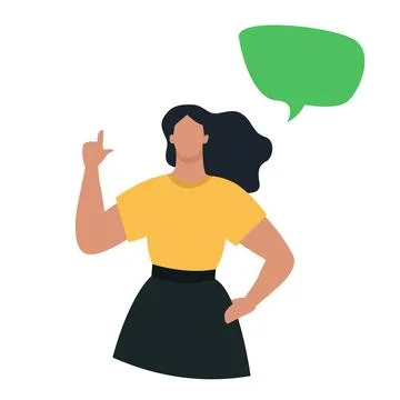 Vector image of a young girl with talk bubble. Stock Illustration