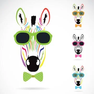 Vector image of a zebra wear glasses on white background. Illustrazione stock