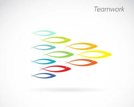 Vector images of the design of fish. Teamwork concept Stock Illustration