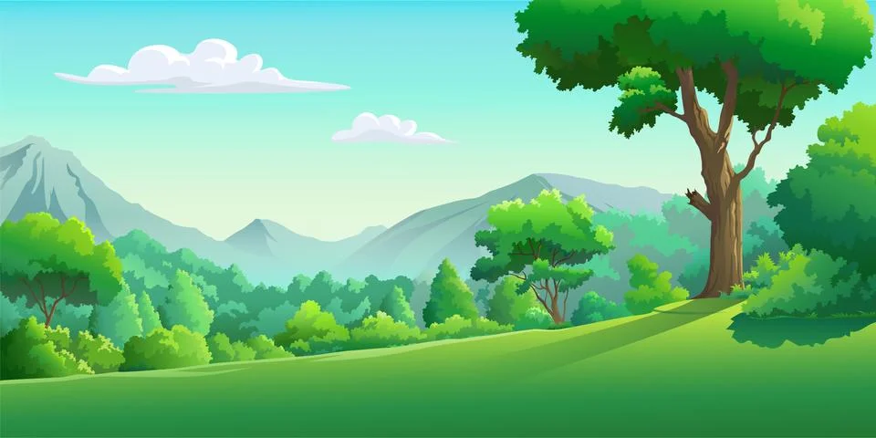 Vector images of the forest in the daytime Stock Illustration