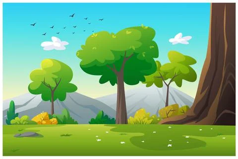 Vector images of the forest in the daytime Stock Illustration