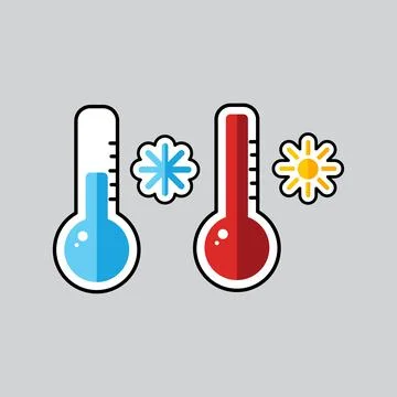 Vector images of thermometers. Weather forecast. Stock Illustration