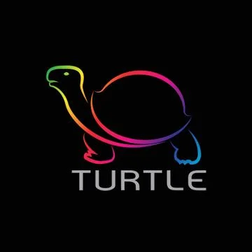 Vector images of turtle design on black background, Turtle Logo, Turtle Icon, イラスト素材