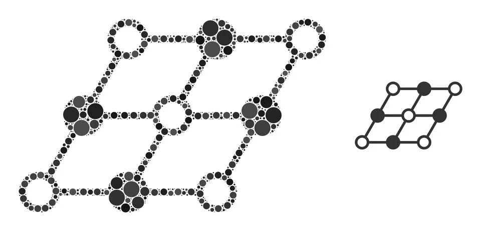 Vector Inclined Grid Composition of Small Circles Stock Illustration