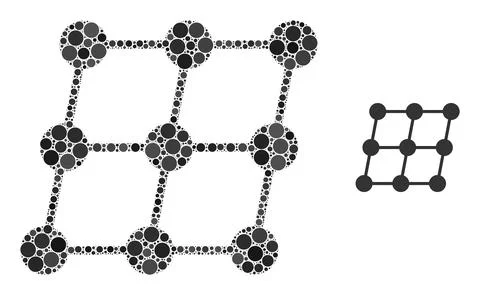 Vector Inclined Grid Nodes Collage of Dots Illustrazione stock