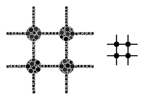 Vector Incomplete Grid Structure Composition of Small Circles Stock Illustration