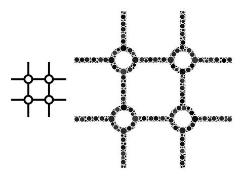 Vector Incomplete Square Grid Composition of Dots Stock Illustration