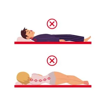 Vector incorrect sleeping posture of man, woman Stock Illustration