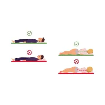 Vector incorrect sleeping posture of man, woman Stock Illustration