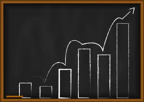 Vector : Increase business bar graph with arrow on blackboard Stock Illustration